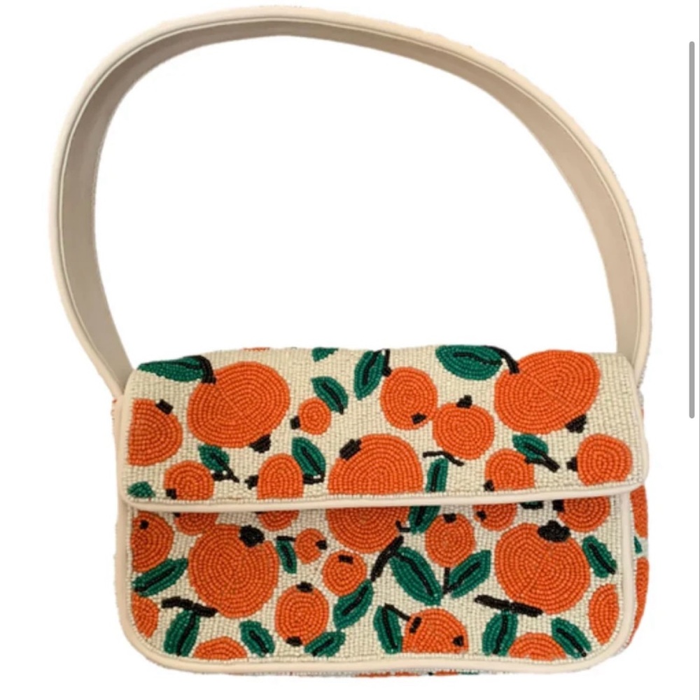 Staud Tommy Orange Beaded Shoulder Bag